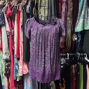 Nine West Purple Blouse with Lace Hem